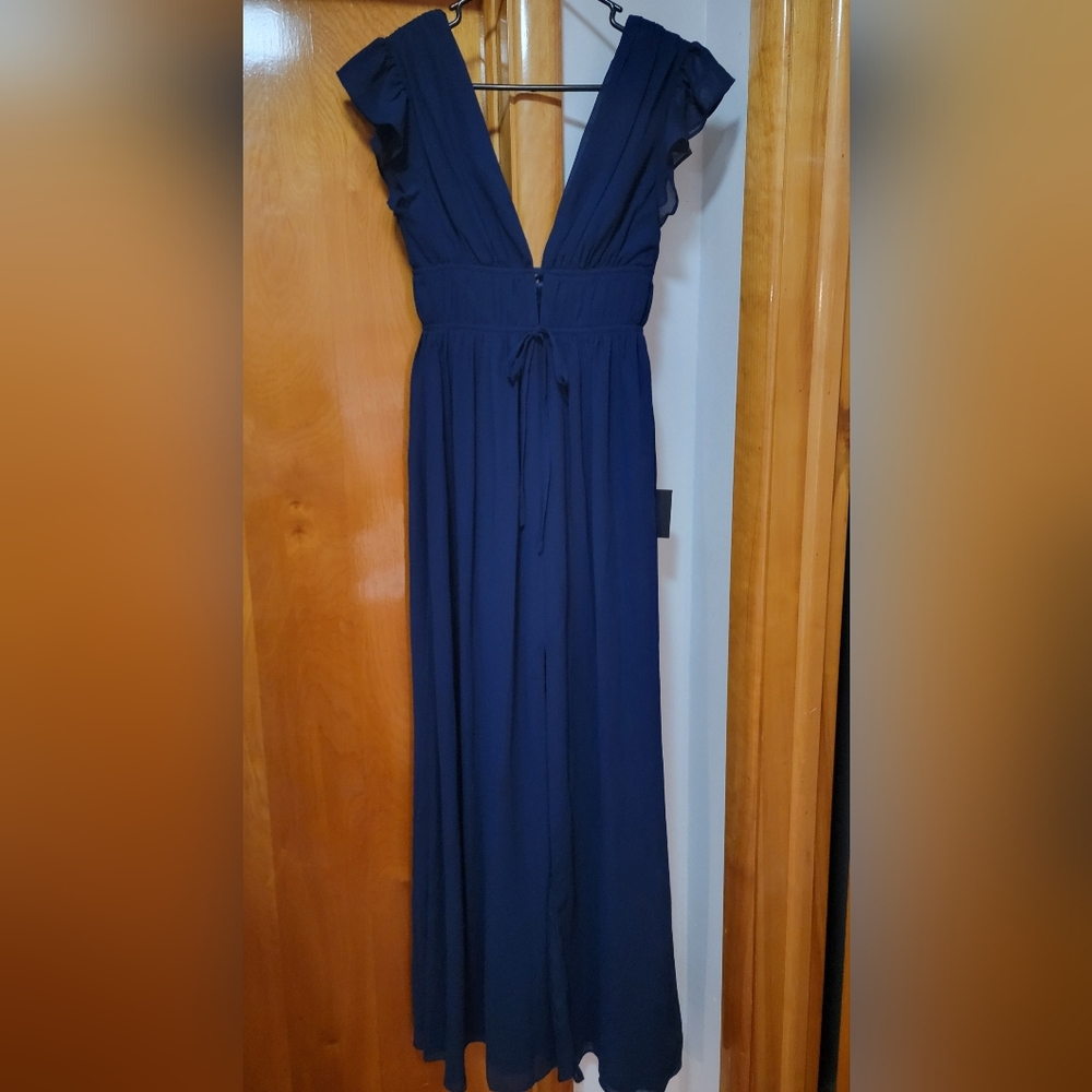 Lulus - I'm All Yours Navy Blue Ruffled Maxi Dress